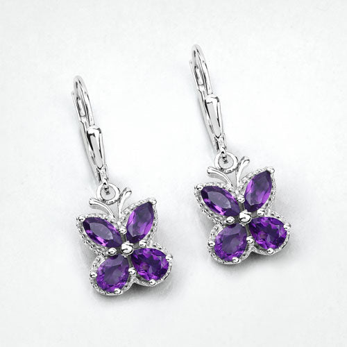 2.12 Carat Genuine Amethyst .925 Sterling Silver Earrings - Earrings - Custom Crafting Alliance, LLC