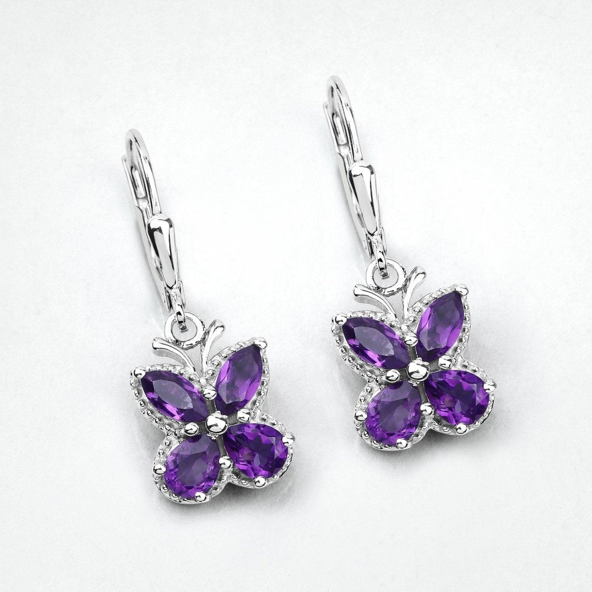 2.12 Carat Genuine Amethyst .925 Sterling Silver Earrings - Earrings - Custom Crafting Alliance, LLC