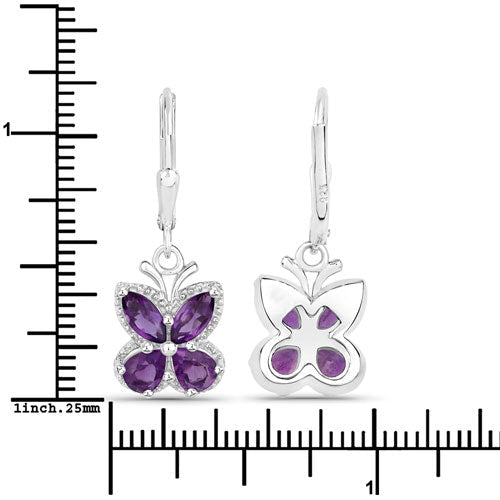 2.12 Carat Genuine Amethyst .925 Sterling Silver Earrings - Earrings - Custom Crafting Alliance, LLC