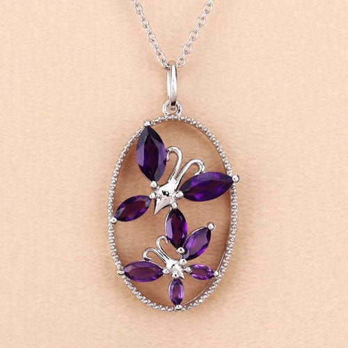 2.12 Carat Genuine Amethyst .925 Sterling Silver Pendant - Pendants - Custom Crafting Alliance, LLC
