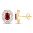 2.12 Carat Genuine Ruby and White Diamond 14K Yellow Gold Earrings - Earrings - Custom Crafting Alliance, LLC