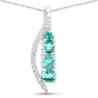 0.34 Carat Genuine Zambian Emerald and White Diamond 14K White Gold Pendant