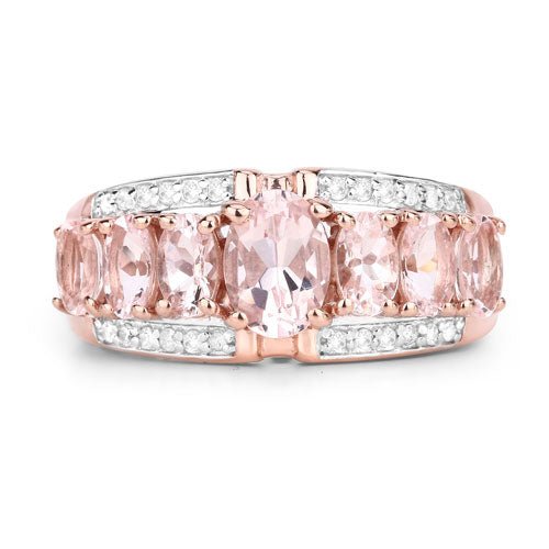 2.15 Carat Genuine Morganite and White Diamond .925 Sterling Silver Ring - Rings - Custom Crafting Alliance, LLC