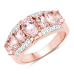 2.15 Carat Genuine Morganite and White Diamond .925 Sterling Silver Ring - Rings - Custom Crafting Alliance, LLC