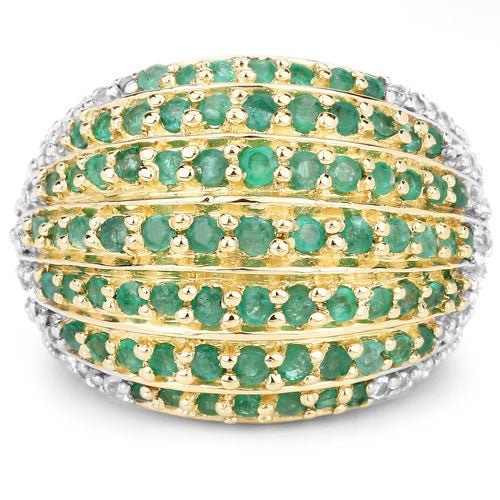 2.16 Carat Genuine Emerald and White Topaz .925 Sterling Silver Ring - Rings - Custom Crafting Alliance, LLC