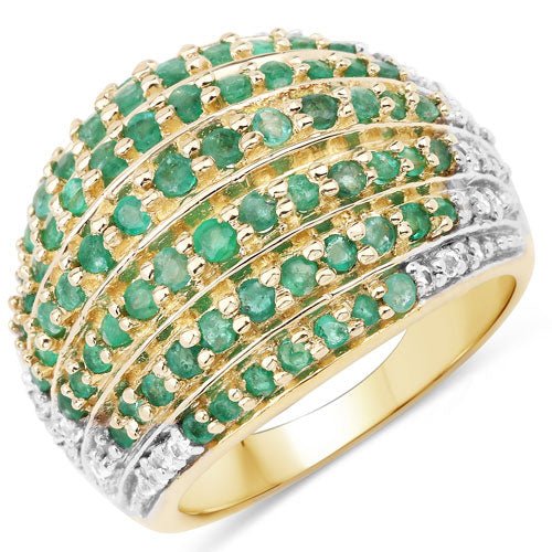 2.16 Carat Genuine Emerald and White Topaz .925 Sterling Silver Ring - Rings - Custom Crafting Alliance, LLC