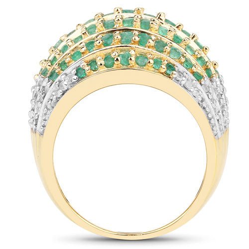 2.16 Carat Genuine Emerald and White Topaz .925 Sterling Silver Ring - Rings - Custom Crafting Alliance, LLC