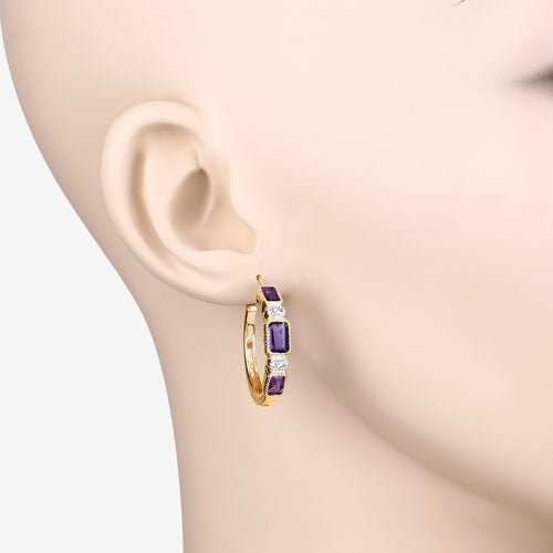 2.18 Carat Genuine Amethyst and White Topaz .925 Sterling Silver Earrings - Earrings - Custom Crafting Alliance, LLC