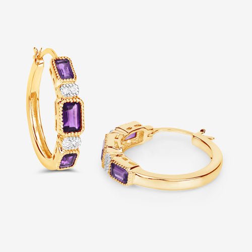 2.18 Carat Genuine Amethyst and White Topaz .925 Sterling Silver Earrings - Earrings - Custom Crafting Alliance, LLC