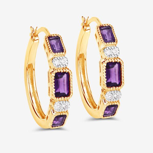 2.18 Carat Genuine Amethyst and White Topaz .925 Sterling Silver Earrings - Earrings - Custom Crafting Alliance, LLC