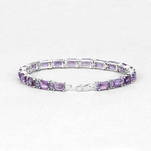 21.84 Carat Genuine Amethyst and Rhodolite Granet .925 Sterling Silver Bracelet - Bracelets - Custom Crafting Alliance, LLC
