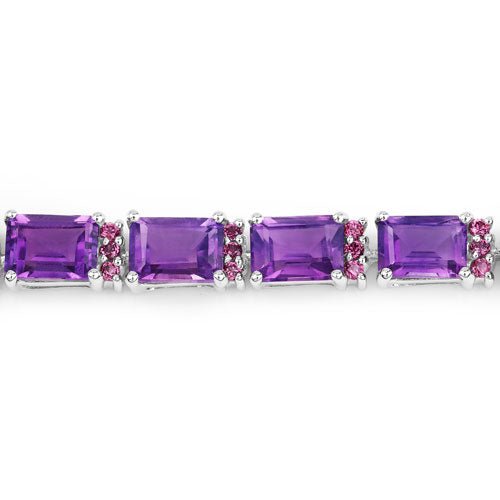 21.84 Carat Genuine Amethyst and Rhodolite Granet .925 Sterling Silver Bracelet - Bracelets - Custom Crafting Alliance, LLC