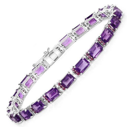 21.84 Carat Genuine Amethyst and Rhodolite Granet .925 Sterling Silver Bracelet - Bracelets - Custom Crafting Alliance, LLC