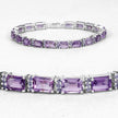 21.84 Carat Genuine Amethyst and Rhodolite Granet .925 Sterling Silver Bracelet - Bracelets - Custom Crafting Alliance, LLC