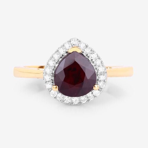 2.19 Carat Genuine Ruby and White Diamond 14K Yellow Gold Ring - Rings - Custom Crafting Alliance, LLC