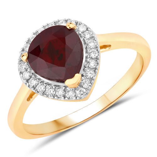 2.19 Carat Genuine Ruby and White Diamond 14K Yellow Gold Ring - Rings - Custom Crafting Alliance, LLC