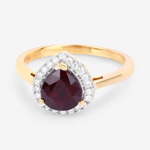 2.19 Carat Genuine Ruby and White Diamond 14K Yellow Gold Ring - Rings - Custom Crafting Alliance, LLC