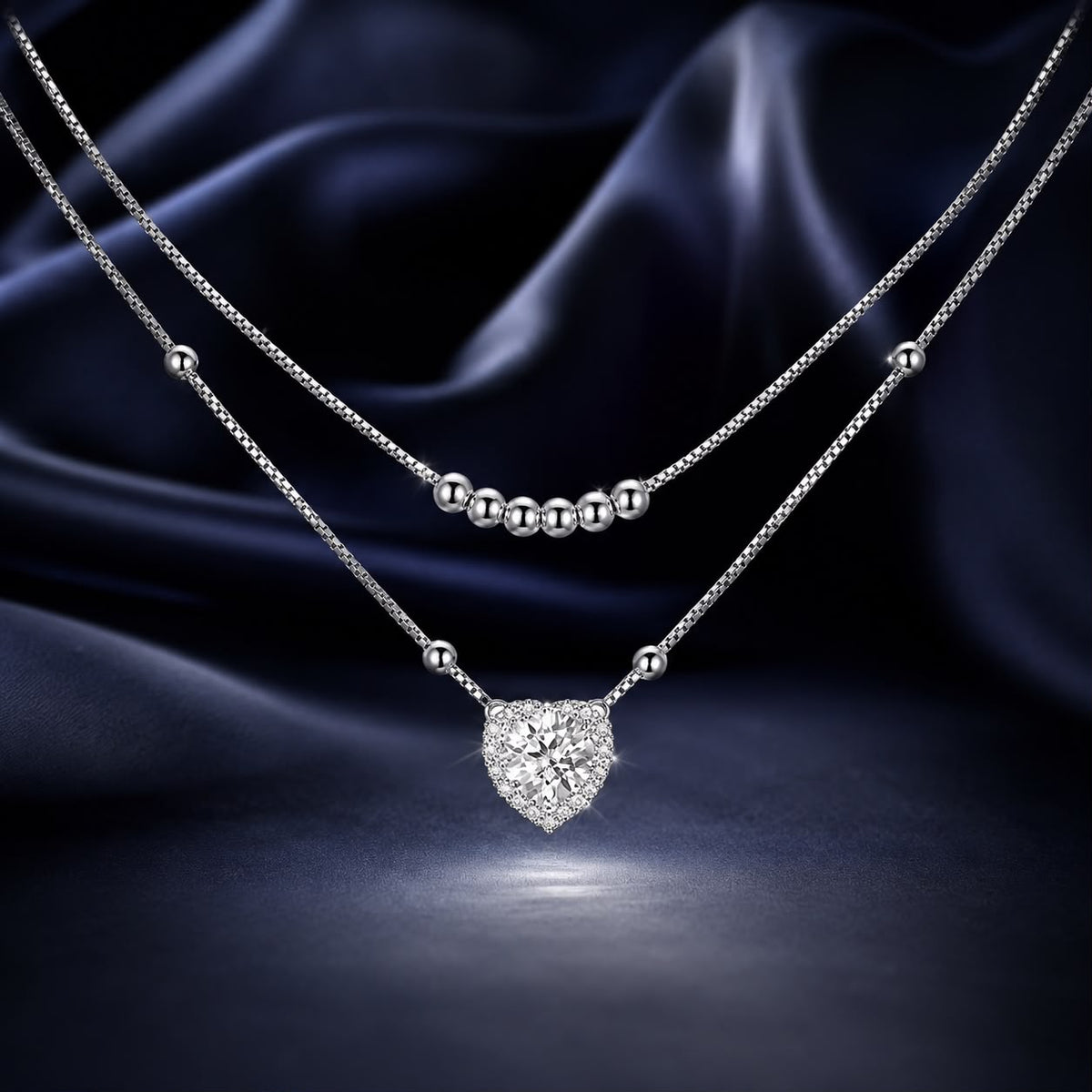 925 Sterling Silver 6.5mm Moissanite Necklace with Pavé Setting for Women