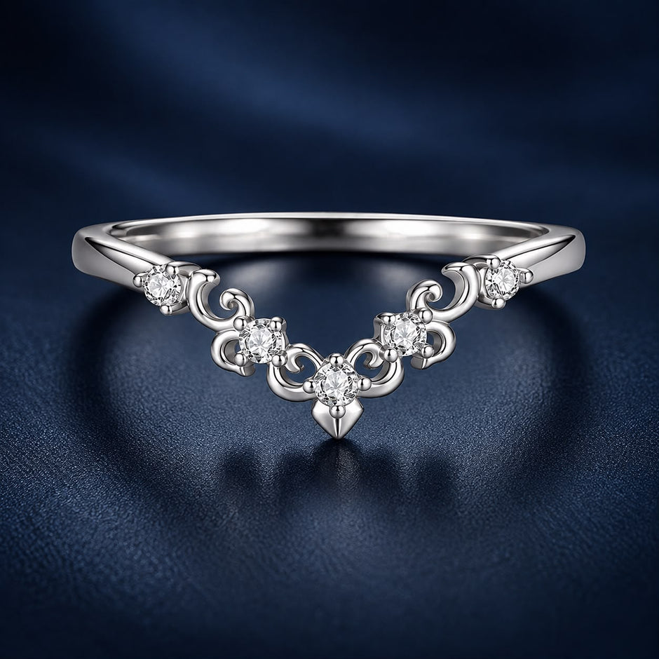 925 Sterling Silver White Gold Plated Moissanite Size 6 Ring for Women