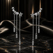 925 Sterling Silver Plated Platinum Pavé Setting CZ Earrings 3.4*0.7cm for Women