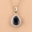 2.09 Carat Genuine Blue Sapphire and White Diamond 14K Yellow Gold Pendant