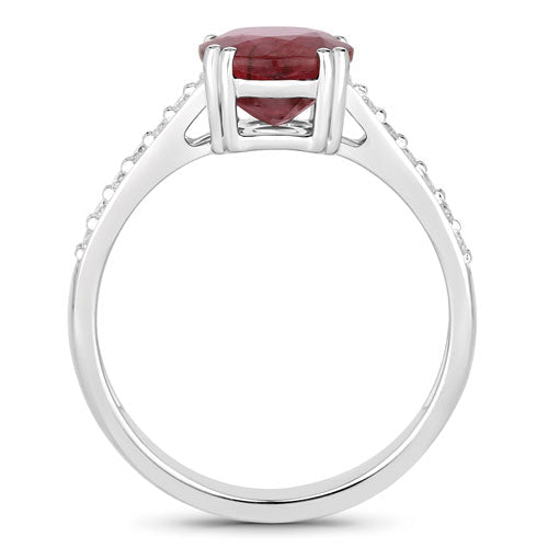 2.20 Carat Genuine Ruby and White Diamond 14K White Gold Ring - Rings - Custom Crafting Alliance, LLC