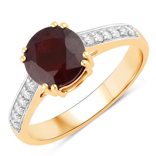 2.20 Carat Genuine Ruby and White Diamond 14K Yellow Gold Ring - Rings - Custom Crafting Alliance, LLC