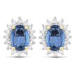 2.22 Carat Genuine Blue Sapphire and White Diamond 14K Yellow Gold Earrings - Earrings - Custom Crafting Alliance, LLC