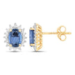 2.22 Carat Genuine Blue Sapphire and White Diamond 14K Yellow Gold Earrings - Earrings - Custom Crafting Alliance, LLC