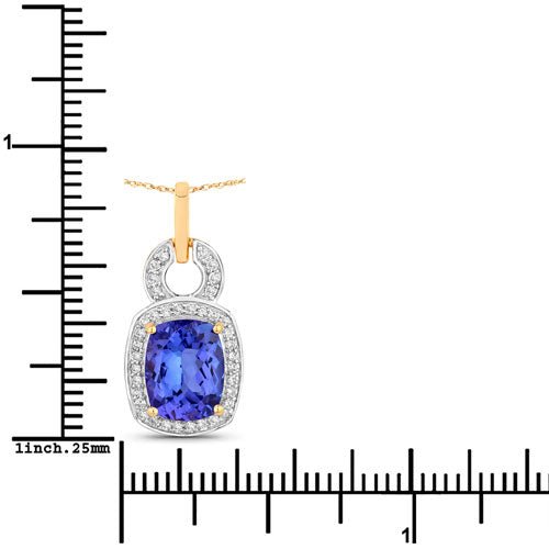 2.23 Carat Genuine Tanzanite and White Diamond 14K Yellow Gold Pendant - Pendants - Custom Crafting Alliance, LLC
