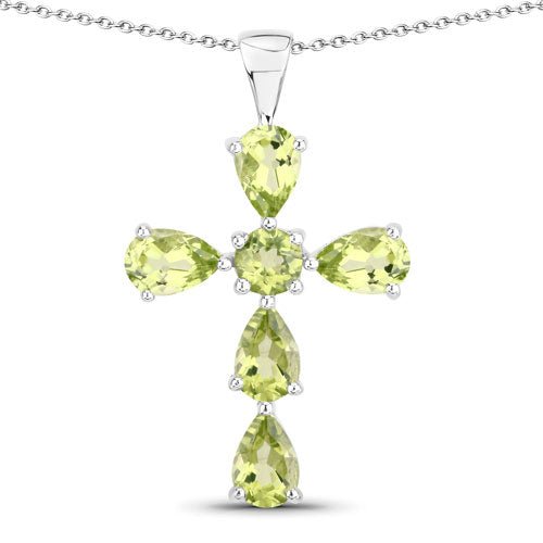 2.24 Carat Genuine Peridot .925 Sterling Silver Pendant - Pendants - Custom Crafting Alliance, LLC