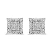 14K White Gold 1.00 Cttw Princess And Round-Cut Diamond Square Stud Earrings (G-H Color, SI1-SI2 Clarity)