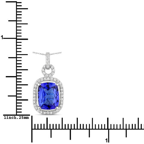 2.25 Carat Genuine Tanzanite and White Diamond 14K White Gold Pendant - Pendants - Custom Crafting Alliance, LLC