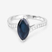 2.26 Carat Genuine Blue Sapphire and White Diamond 14K White Gold Ring - Rings - Custom Crafting Alliance, LLC