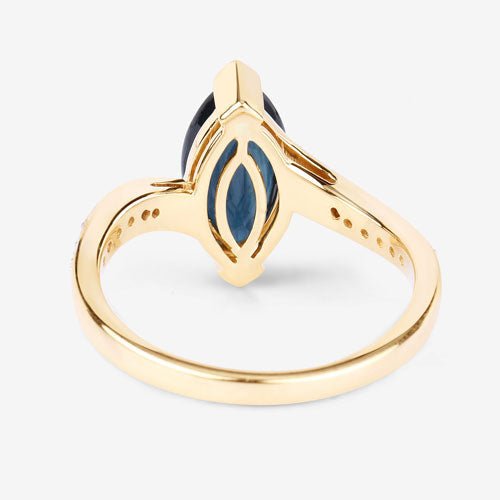 2.26 Carat Genuine Blue Sapphire and White Diamond 14K Yellow Gold Ring - Rings - Custom Crafting Alliance, LLC
