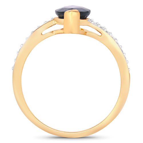 2.26 Carat Genuine Blue Sapphire and White Diamond 14K Yellow Gold Ring - Rings - Custom Crafting Alliance, LLC