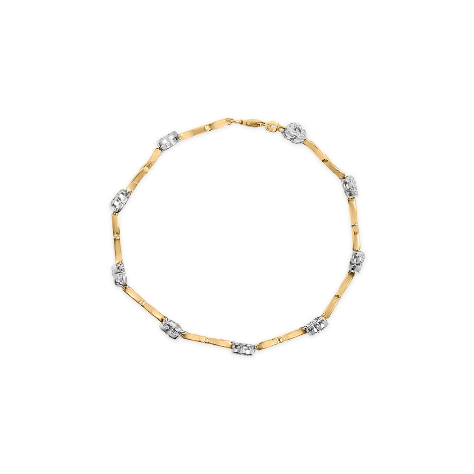 10k Two-Tone Gold 1/3 Cttw Diamond Pave Set Heart S-Link 7.25