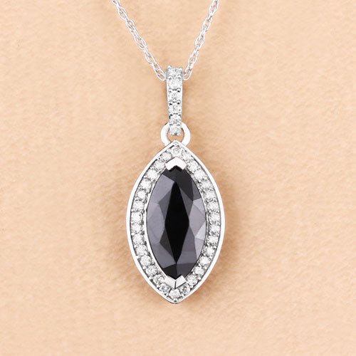 2.27 Carat Genuine Blue Sapphire and White Diamond 10K White Gold Pendant - Pendants - Custom Crafting Alliance, LLC