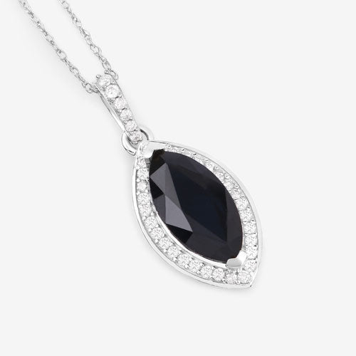 2.27 Carat Genuine Blue Sapphire and White Diamond 10K White Gold Pendant - Pendants - Custom Crafting Alliance, LLC