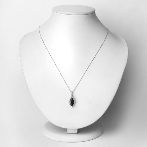 2.27 Carat Genuine Blue Sapphire and White Diamond 10K White Gold Pendant - Pendants - Custom Crafting Alliance, LLC