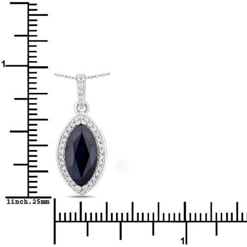 2.27 Carat Genuine Blue Sapphire and White Diamond 10K White Gold Pendant - Pendants - Custom Crafting Alliance, LLC