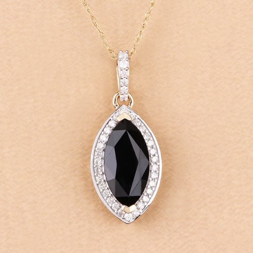 2.27 Carat Genuine Blue Sapphire and White Diamond 10K Yellow Gold Pendant - Pendants - Custom Crafting Alliance, LLC
