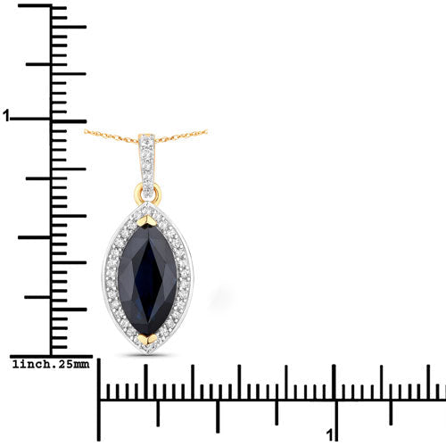 2.27 Carat Genuine Blue Sapphire and White Diamond 10K Yellow Gold Pendant - Pendants - Custom Crafting Alliance, LLC