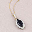 2.27 Carat Genuine Blue Sapphire and White Diamond 10K Yellow Gold Pendant - Pendants - Custom Crafting Alliance, LLC