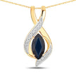 2.27 Carat Genuine Blue Sapphire and White Diamond 14K Yellow Gold Pendant - Pendants - Custom Crafting Alliance, LLC