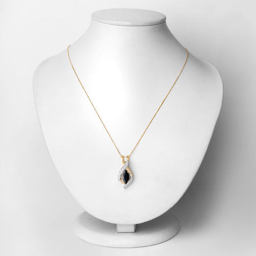 2.27 Carat Genuine Blue Sapphire and White Diamond 14K Yellow Gold Pendant - Pendants - Custom Crafting Alliance, LLC