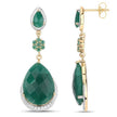 22.70 Carat Dyed Emerald and White Topaz .925 Sterling Silver Earrings - Earrings - Custom Crafting Alliance, LLC