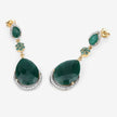 22.70 Carat Dyed Emerald and White Topaz .925 Sterling Silver Earrings - Earrings - Custom Crafting Alliance, LLC