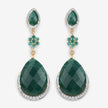 22.70 Carat Dyed Emerald and White Topaz .925 Sterling Silver Earrings - Earrings - Custom Crafting Alliance, LLC