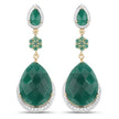 22.70 Carat Dyed Emerald and White Topaz .925 Sterling Silver Earrings - Earrings - Custom Crafting Alliance, LLC
